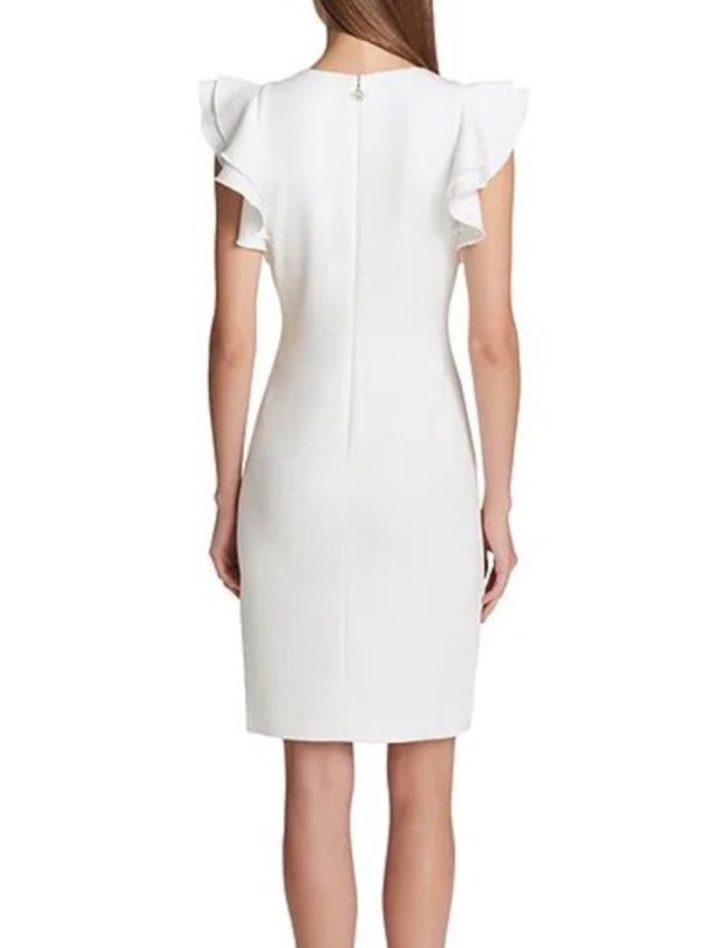 TOMMY HILFIGER White Short Flutter Cap Sleeve Scuba Sheath Dress--NWT--10 - Picture 5 of 16
